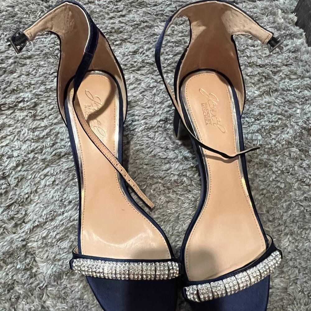 Badgley Mischka blue wedge heels size 10